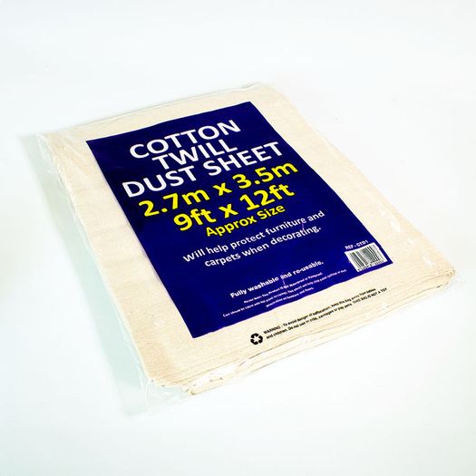 Cotton twill dust sheet 2.7mX 3.5m ( 9' X 12')
