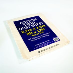 Cotton twill dust sheet 2.7mX 3.5m ( 9' X 12')