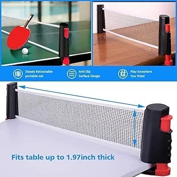Table Tennis Set, Ping Pong Bats Set with 2 Paddles, 1 Retractable Net, 6 Balls, 1 Carrying Bag, for Trainer Adults Families Indoor Outdoor