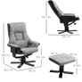 Manual Recliner Sofa With Footrest 360 Degree Swivel Sofa Armchair Cushion Padded Seat Armrest Faux Leather Grey (FREE SHIPPING) Image 3