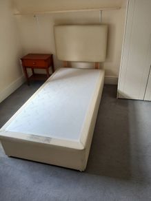 Single bed and mattress and headboard