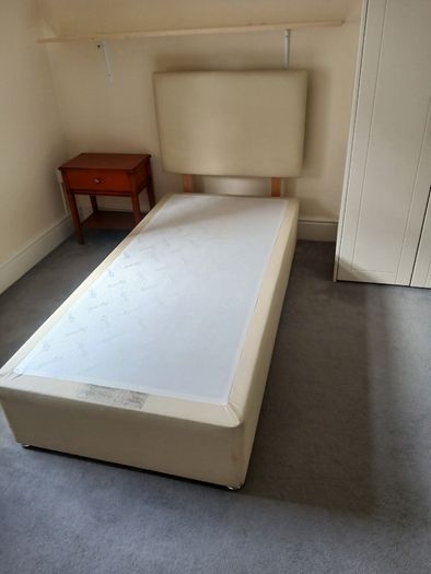 Single bed and mattress and headboard