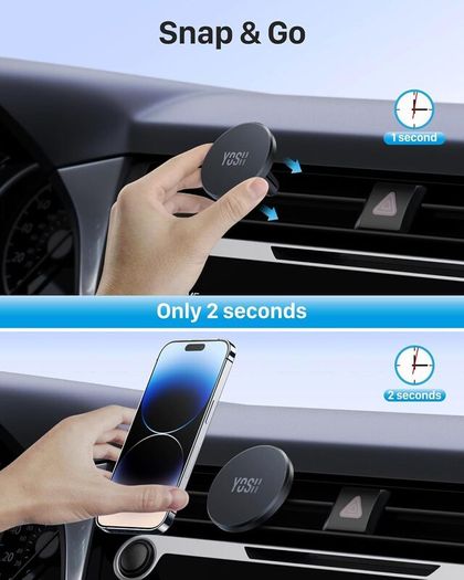 MagSafe Car Mount, Magnetic Phone Holder for Car Vent, [1s Installation & Full Rubber Protection], N55 Magnets for iPhone 17/16/15/14/13/12, Fits MagSafe Cases, No Metal Plate Needed