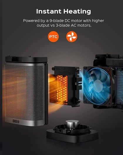 Space Heater Atom One, 3-Mode 3-Speed 70 Degree Oscillating Electric PTC Ceramic Heater with Thermostat, 1-12H Timer, Remote Control, Overheating & Tip Over Protection,Energy-Saving-ECO-Mode (FREE POSTAGE)