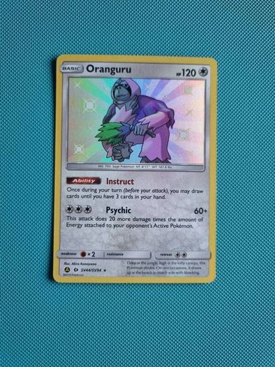Oranguru Pokemon Card from Hidden Fates Shiny Vault collection (SV44/SV94)