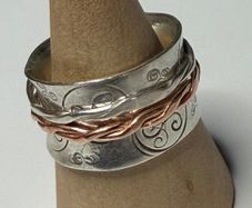 Handmade sterling silver spinner fidget ring. Size o