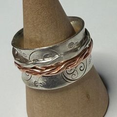 Handmade sterling silver spinner fidget ring. Size o