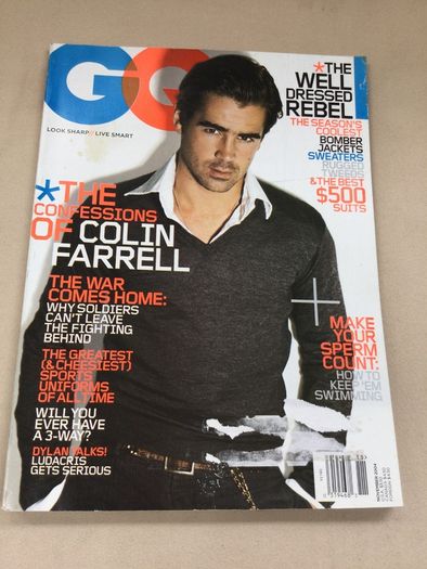 Gq magazine colin Farrell rare fashion