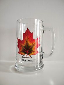 Glass Mug souvenir from Canada Maple leaf