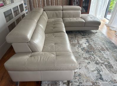 Alessa Leather Corner Sofa With Electric Recliner
