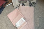 Dusky . Dusty Pink Bundle - IKEA INGABRITTA Chunky Throw, 2 Brand new 65 cm square linen cushion covers and a shabby chic Carte Postale Wall Hanging