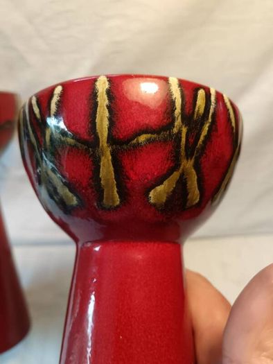 A Pair of Mid Seventies West German Ceramic Candlesticks