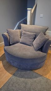 Swivel Cuddle Chair Grey Velvet