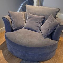 Swivel Cuddle Chair Grey Velvet
