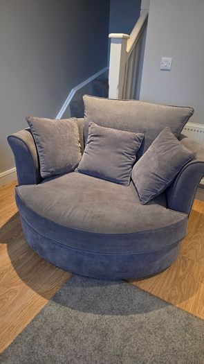 Swivel Cuddle Chair Grey Velvet