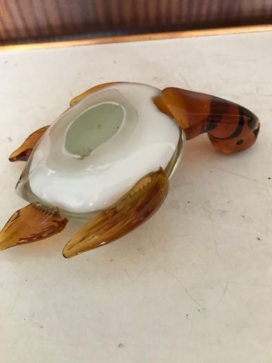 Glass Turtle Amber/ White ornament