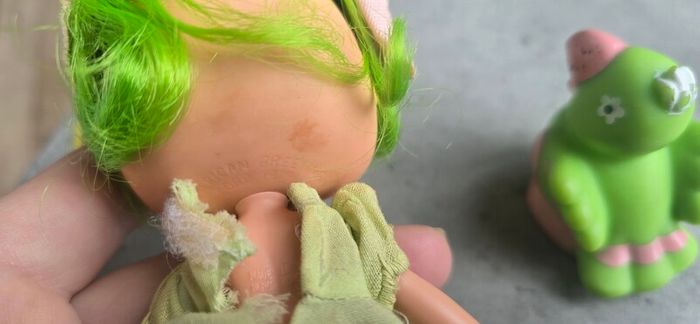 Lime Chiffon with Friend Parfait Parrot Strawberry Shortcake Doll Ccomplete outfit HTF AGC Kenner A.G.C same era as MLP G1 My Little Pony