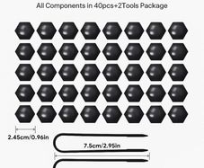 40Pcs Hexagonal Nut Covers, 19mm Car Wheel Lug Nut Covers, Anti-Dust Black Car Wheel Boltwith Removal Tool, Durable & Stylish Wheel Nut Protectors, Universal Wheel Bolt Cover for Most Vehicles