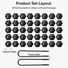 40Pcs Hexagonal Nut Covers, 19mm Car Wheel Lug Nut Covers, Anti-Dust Black Car Wheel Boltwith Removal Tool, Durable & Stylish Wheel Nut Protectors, Universal Wheel Bolt Cover for Most Vehicles