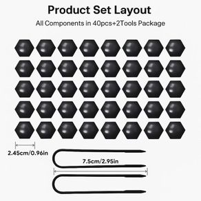 40Pcs Hexagonal Nut Covers, 19mm Car Wheel Lug Nut Covers, Anti-Dust Black Car Wheel Boltwith Removal Tool, Durable & Stylish Wheel Nut Protectors, Universal Wheel Bolt Cover for Most Vehicles