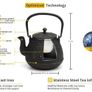 Toptier Japanese Cast Iron Teapot with Stainless Steel Tea Infuser, Durable Cast Iron Kettle Set, Retro Design Tea Kettle Coated with Full Enameled Interior 32 oz / 950 ml MULTIPLE COLOURS AVAILABLE, SEE PHOTOS (FREE POSTAGE) Image 6