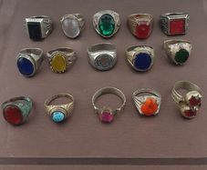 Antique Brass Rings Lot of 15 Mixed Gemstone & Glass Collectible Rings