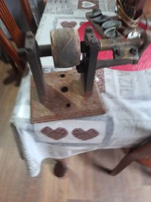 Antique Belt Drive Pulley Maybe Watch Makers Tool or Lathe, The central wooden drum is designed to be driven by a flat leather belt