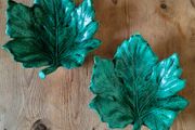 Vintage pair of majolica style leaf bowls