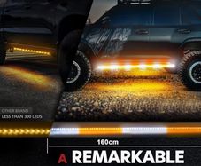 White Amber LED Side Marker Light Bars, Strobe Running Lamp Kit, Surface Mount Emergency Warning Light for Truck SUV Vehicle, 12V Exterior Automotive