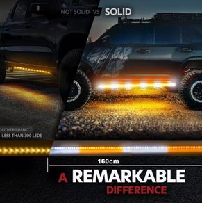 White Amber LED Side Marker Light Bars, Strobe Running Lamp Kit, Surface Mount Emergency Warning Light for Truck SUV Vehicle, 12V Exterior Automotive