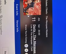 2 tickets - Darts - The Marquee Masters - Cork