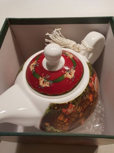 Christmas Theme -Pattern Summer River Tea for 1 Set - Teapot and matching cup.- Brand New -Boxed