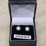 Genuine 925 Sterling Silver White Pearl Stud Earrings with Gift Box Image 4