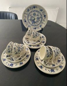 Fabulous Blue onion Ironstone  19 piece tea set