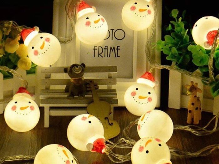 Christmas Light,Led Christmas Snowman String Starry Light for Gardens,Home,Wedding,Christmas Party,Battery-Powered,Christmas Decoration,Warm White (FREE POSTAGE)