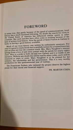 GALWAY. The History Of Saint Francis Parish GALWAY. By Mary  Naughten.  In Good Condition. Paperback.