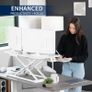 91 cm Desk Converter K Series Height Adjustable Sit to Stand Riser Dual Monitor and Laptop Workstation with Wide Keyboard Tray White DESK-V036KW Image 4