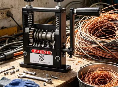 Manual & Drill-Powered Wire Stripping Machine, 3-17mm Copper Cable Wire Stripper, 6 Adjustable Feed Holes,3/5/7/9/12/17mm,Alloy Steel Blades for DIY Scrap Recycling,Single Multi-Core