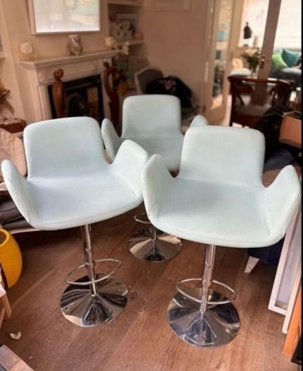 Luxury Italian Barstool in Aqua Blue - 3 of 3 - Swivel and Adjustable