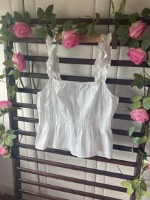 top H&M white 100% cotton top medium