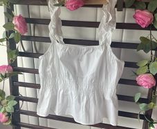 top H&M white 100% cotton top medium