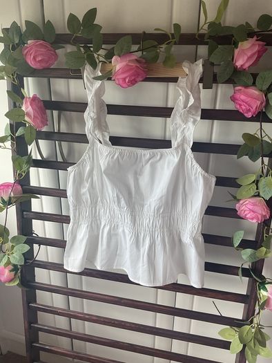 top H&M white 100% cotton top medium