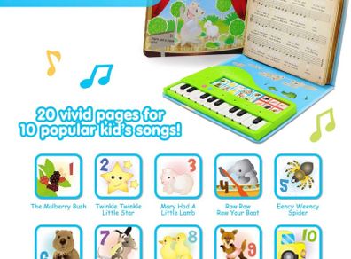 My First Piano Book - Educational Musical Toy for Toddlers Kids Ages 3-5 Years - Ideal 3, 4 Year Old Boy or Girl Birthday Gift Present
