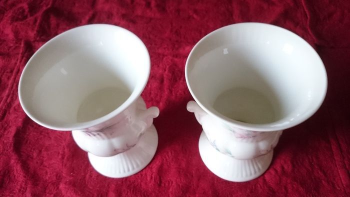 Pair Of Aynsley Little Sweetheart Pattern Two Handled Bone China Gold Gilt Vases Made In England