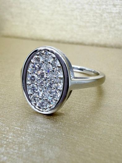 Diamond Oval Cluster Ring