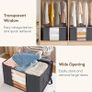 95L Clothes Storage Bags Large Storage Box With Lid Packing Boxes for Moving House With Reinforced Handle Thick Fabric Clear Window for Clothes Duvet Blankets Bedding, 3 Pack, Grey Image 4