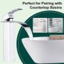 Waterfall Tall Bathroom Basin Mixer Taps with Single Lever, Square Mono Basin Mixer Tap Sink, Chrome Image 3