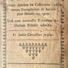 Aesop, Aesopi Phrygis Fabulae. 1709. Exceptionally rare published by Thomas Ilive (Tho. Ilive)