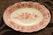 Antique Mason's Patent Ironstone  oval plate flowers baskets &amp; birds pattern