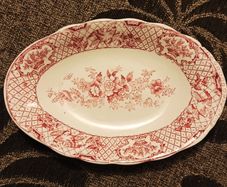 Antique Mason's Patent Ironstone  oval plate flowers baskets & birds pattern